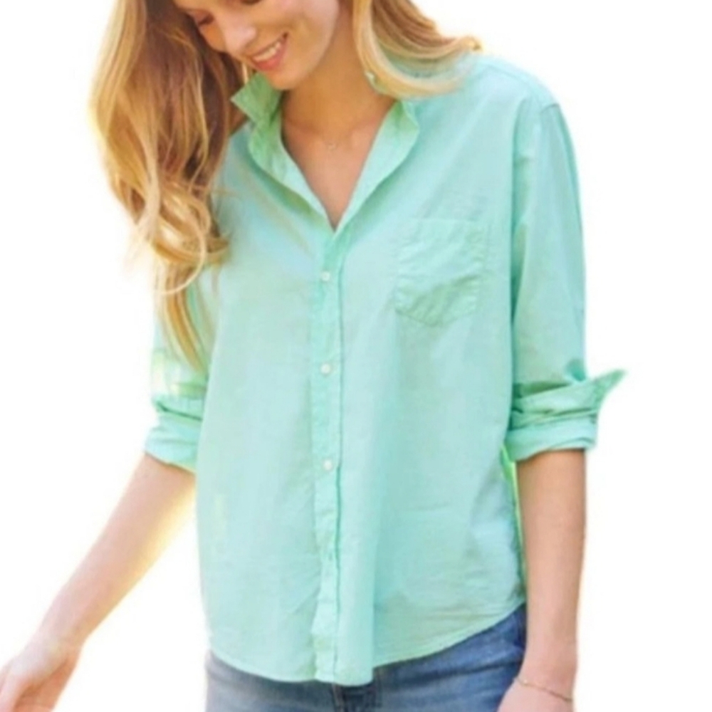 Frank & Eileen Barry Button Up Shirt Italian Cotton Mint Green S
